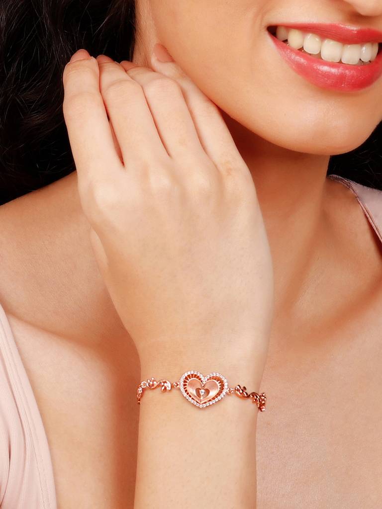 GIVA 925 Sterling Silver Rose Gold Love Affair Bracelet
