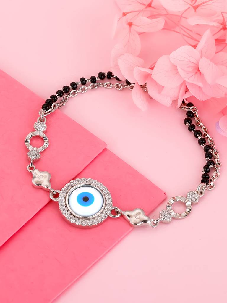 GIVA 925 Sterling Silver Evil Eye Mangalsutra Bracelet