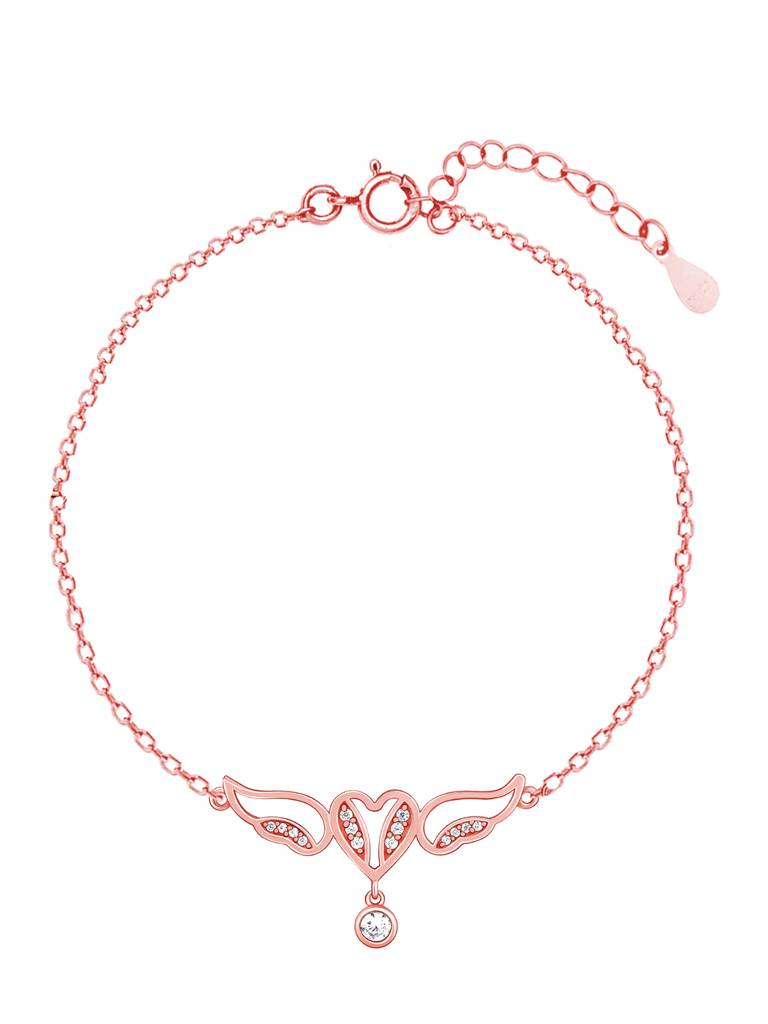 GIVA 925 Sterling Silver Rose Gold Wings of Love Bracelet