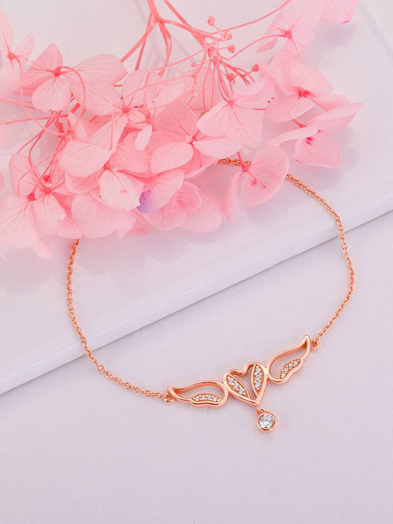 GIVA 925 Sterling Silver Rose Gold Wings of Love Bracelet