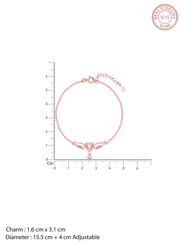 GIVA 925 Sterling Silver Rose Gold Wings of Love Bracelet