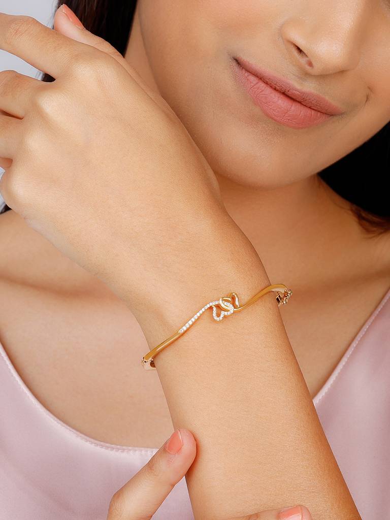 Giva 925 Sterling Silver Golden Upside Down Heart Bracelet