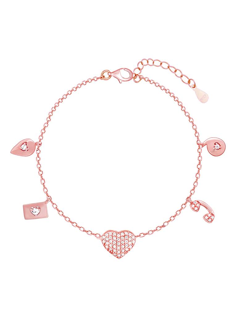 GIVA 925 Sterling Silver Rose Gold Love Language Bracelet