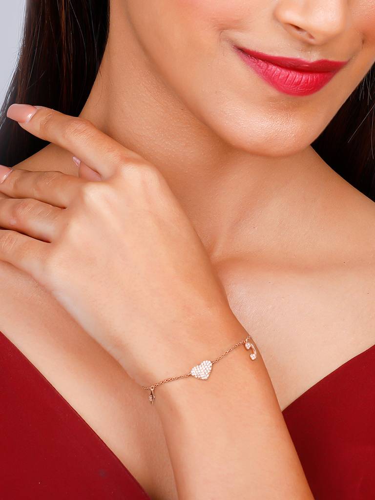 GIVA 925 Sterling Silver Rose Gold Love Language Bracelet