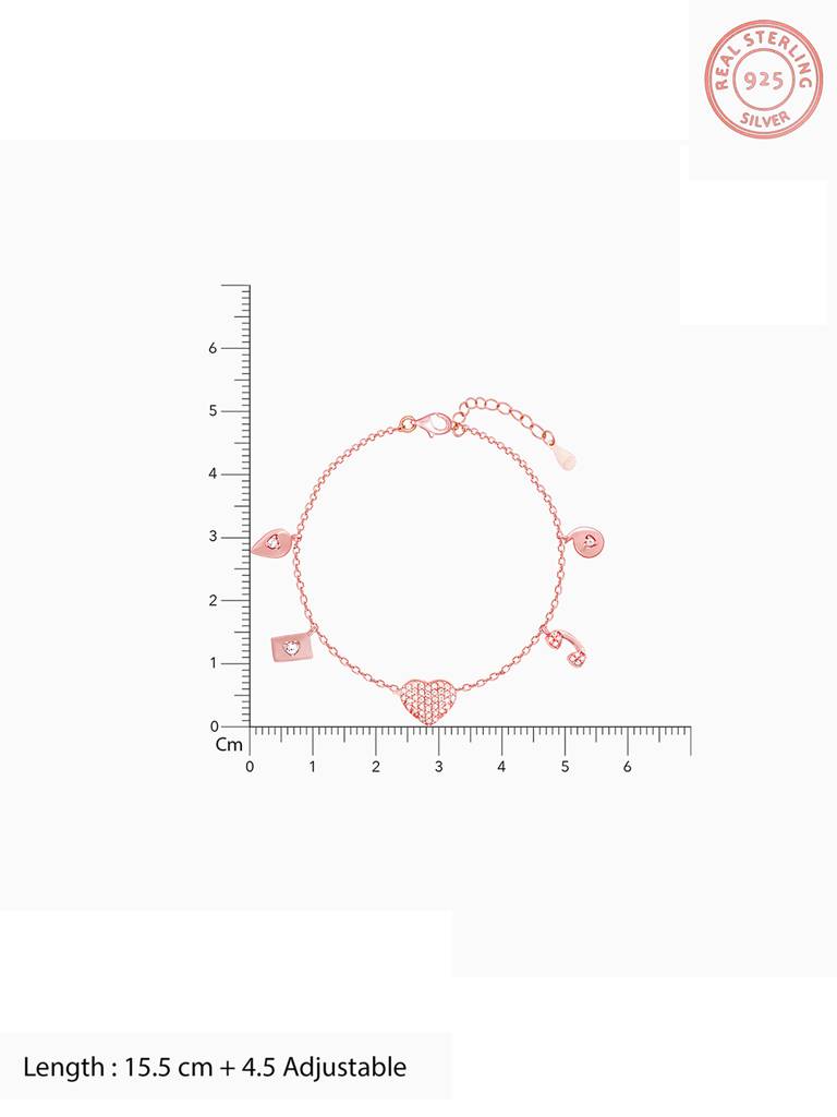 GIVA 925 Sterling Silver Rose Gold Love Language Bracelet
