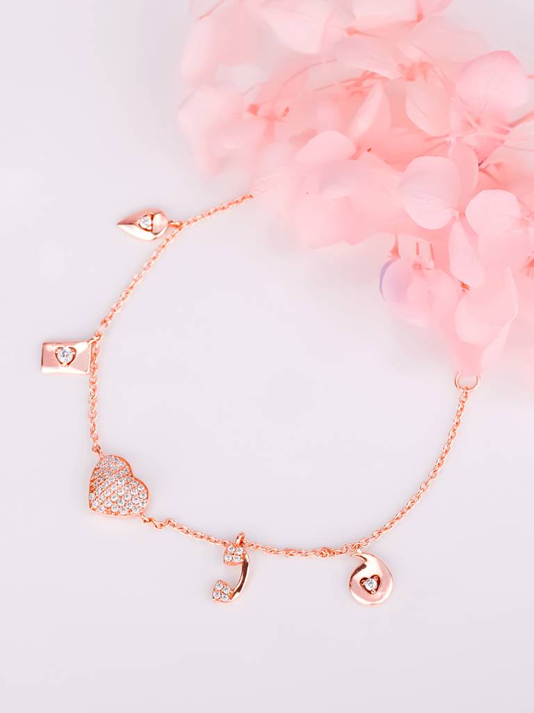 GIVA 925 Sterling Silver Rose Gold Love Language Bracelet