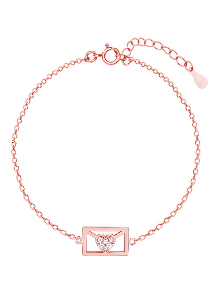 GIVA 925 Sterling Silver Rose Gold Love Letter Bracelet