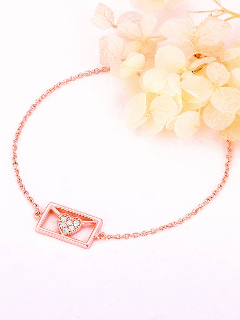 GIVA 925 Sterling Silver Rose Gold Love Letter Bracelet