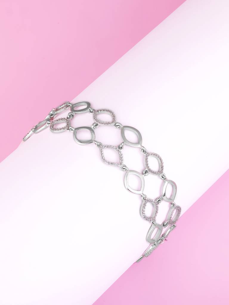GIVA 925 Sterling Silver Zircon Studded Marquis Bracelet