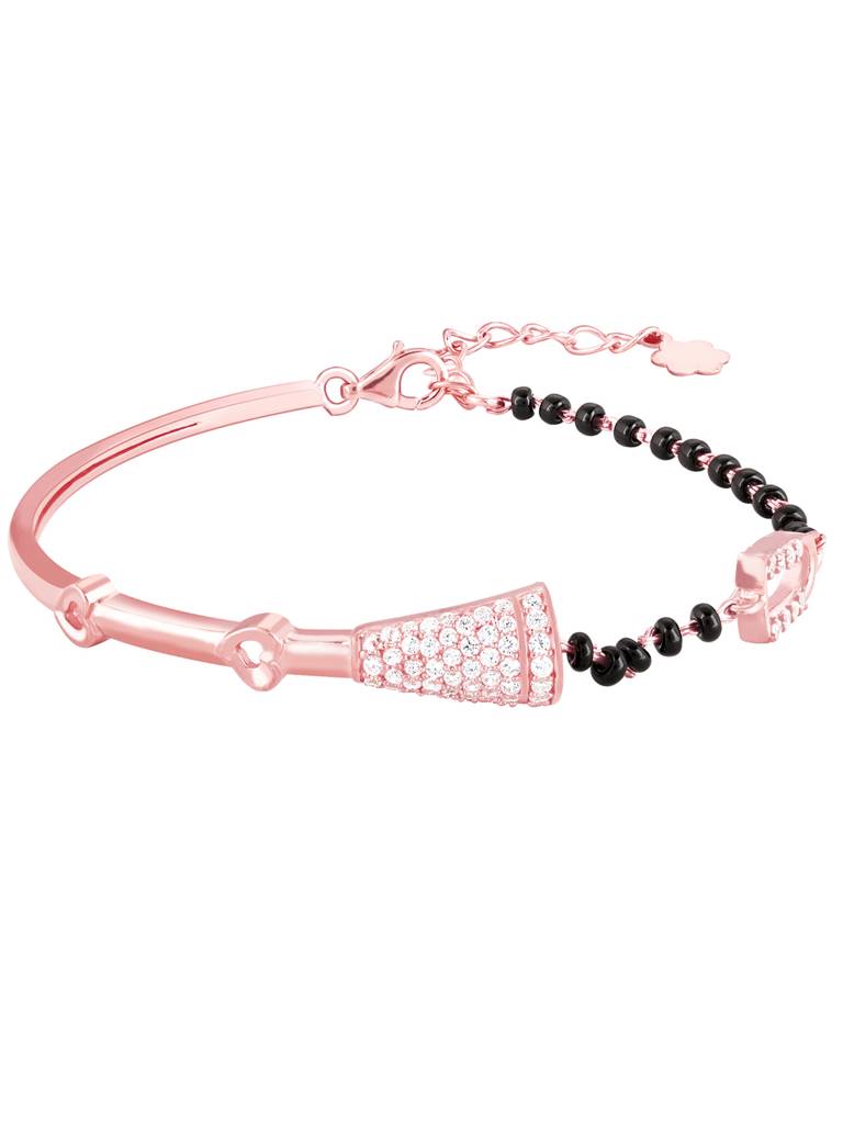 GIVA 925 Sterling Silver Rose Gold Cone Shaped Mangalsutra Bracelet