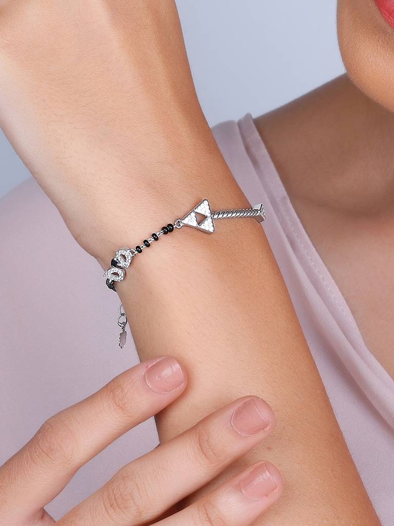 GIVA 925 Sterling Silver Cupids Arrow Mangalsutra Bracelet