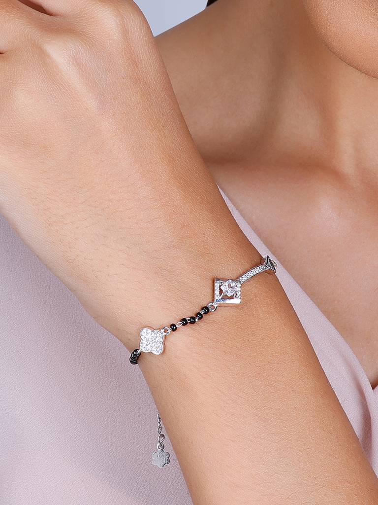 GIVA 925 Sterling Silver Love My Bae Mangalsutra Bracelet