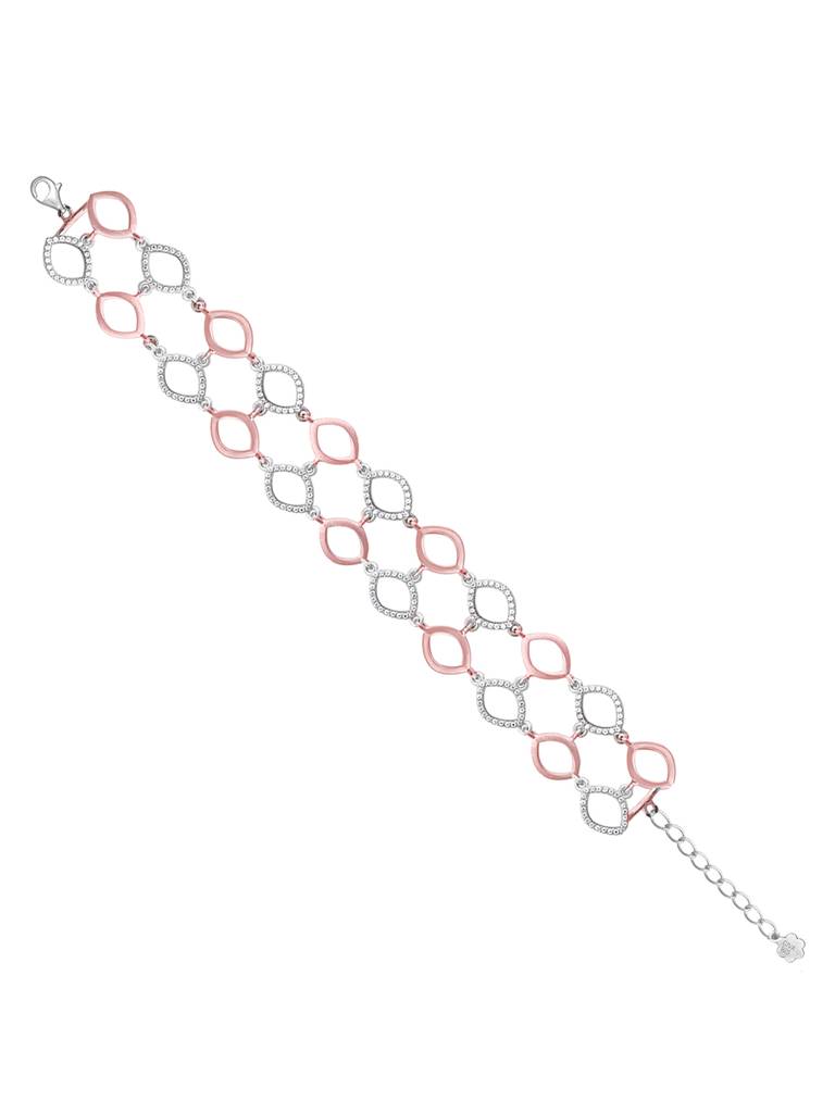 GIVA 925 Sterling Silver Rose Gold and Silver Zircon Studded Marquis Bracelet