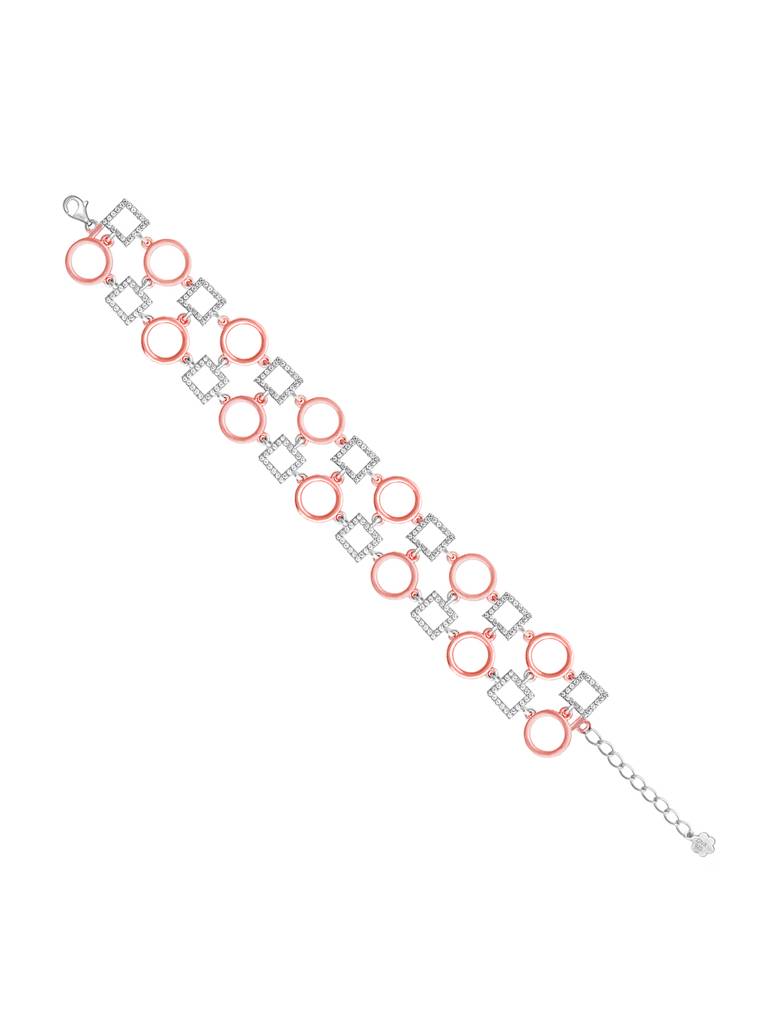 GIVA 925 Sterling Silver Rose Gold and Silver Geometric Link Bracelet