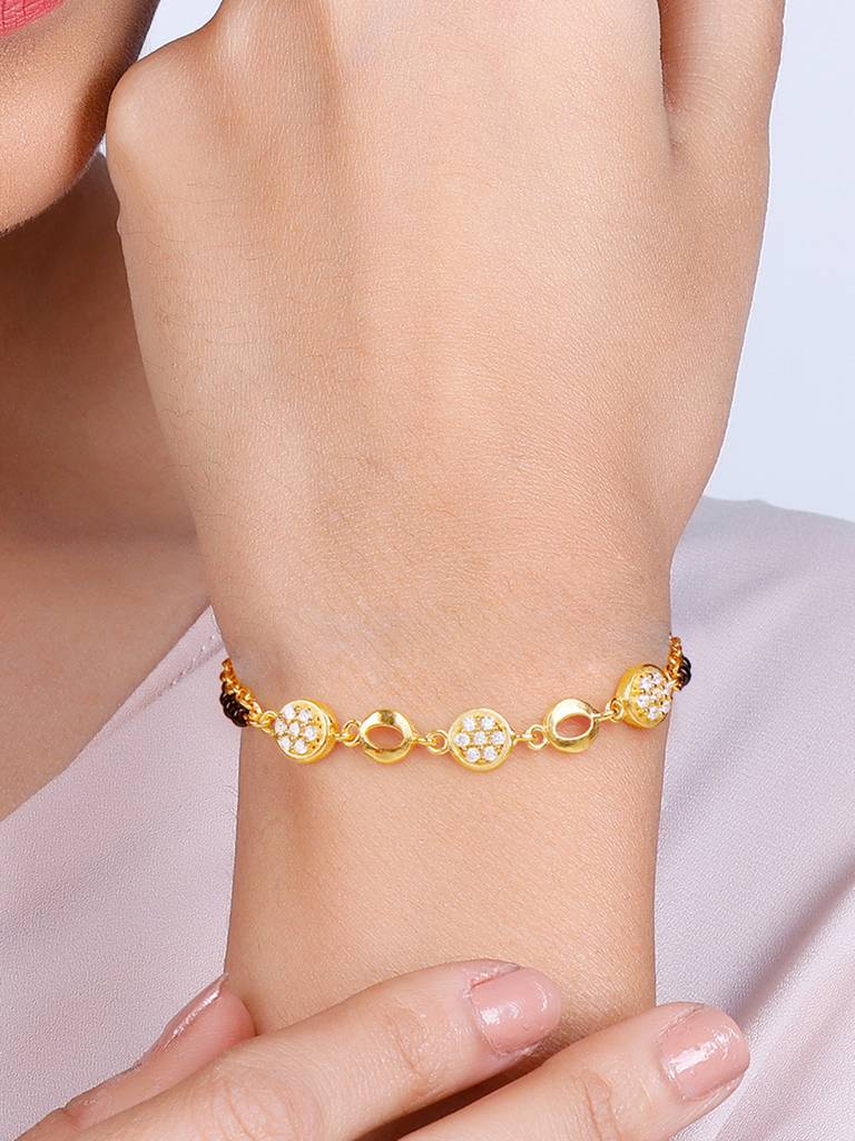 GIVA 925 Sterling Silver Golden Beads of Romance Mangalsutra Bracelet