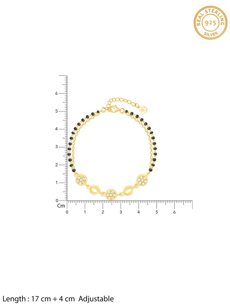 GIVA 925 Sterling Silver Golden Beads of Romance Mangalsutra Bracelet