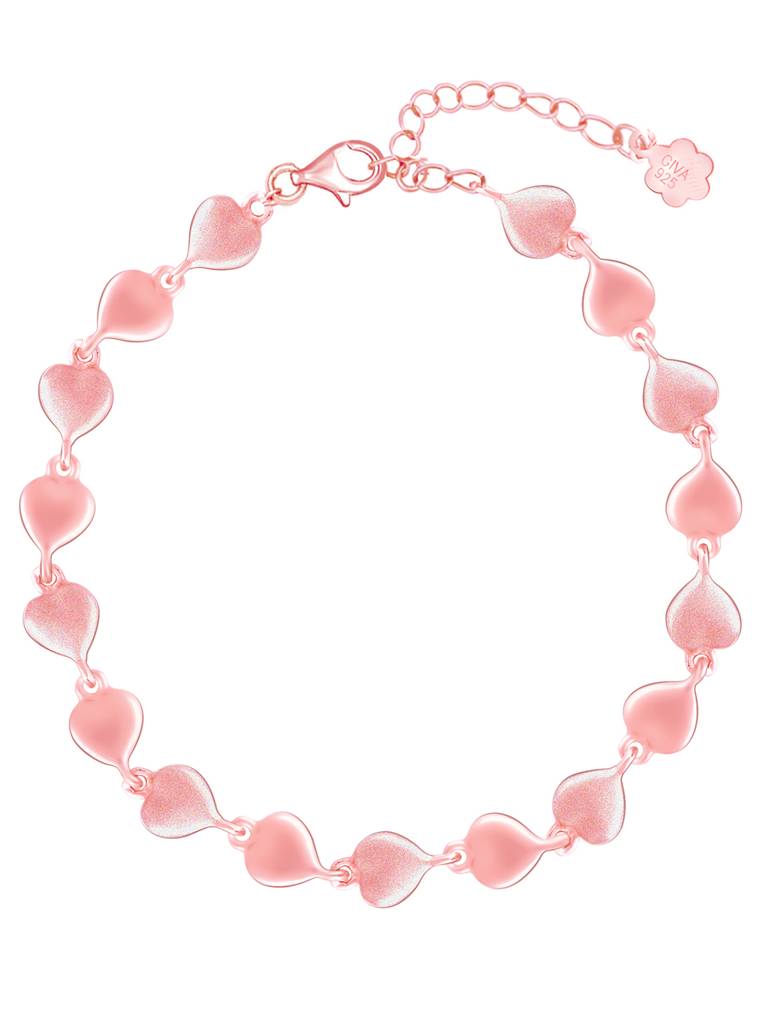 GIVA 925 Sterling Silver Rose Gold Love of my Life Heart Bracelet