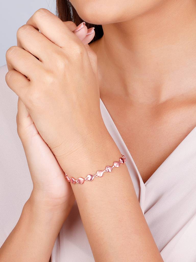 GIVA 925 Sterling Silver Rose Gold Love of my Life Heart Bracelet
