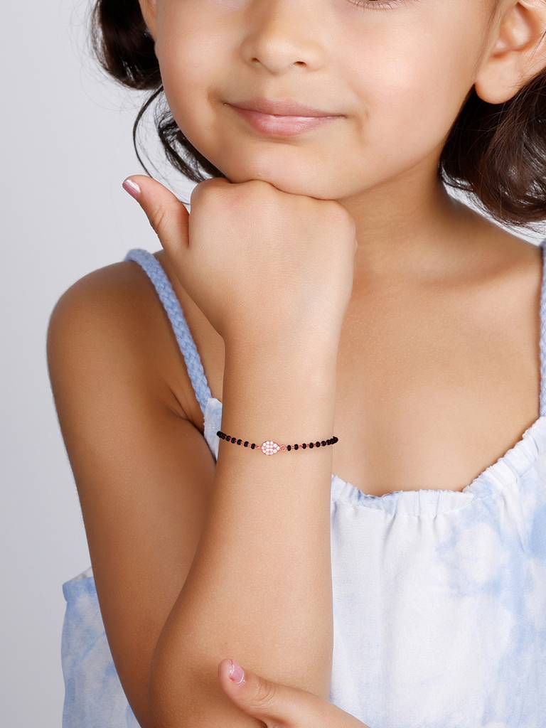 GIVA 925 Sterling Silver Rose Gold Pear Stone Kids Nazariya Bracelet