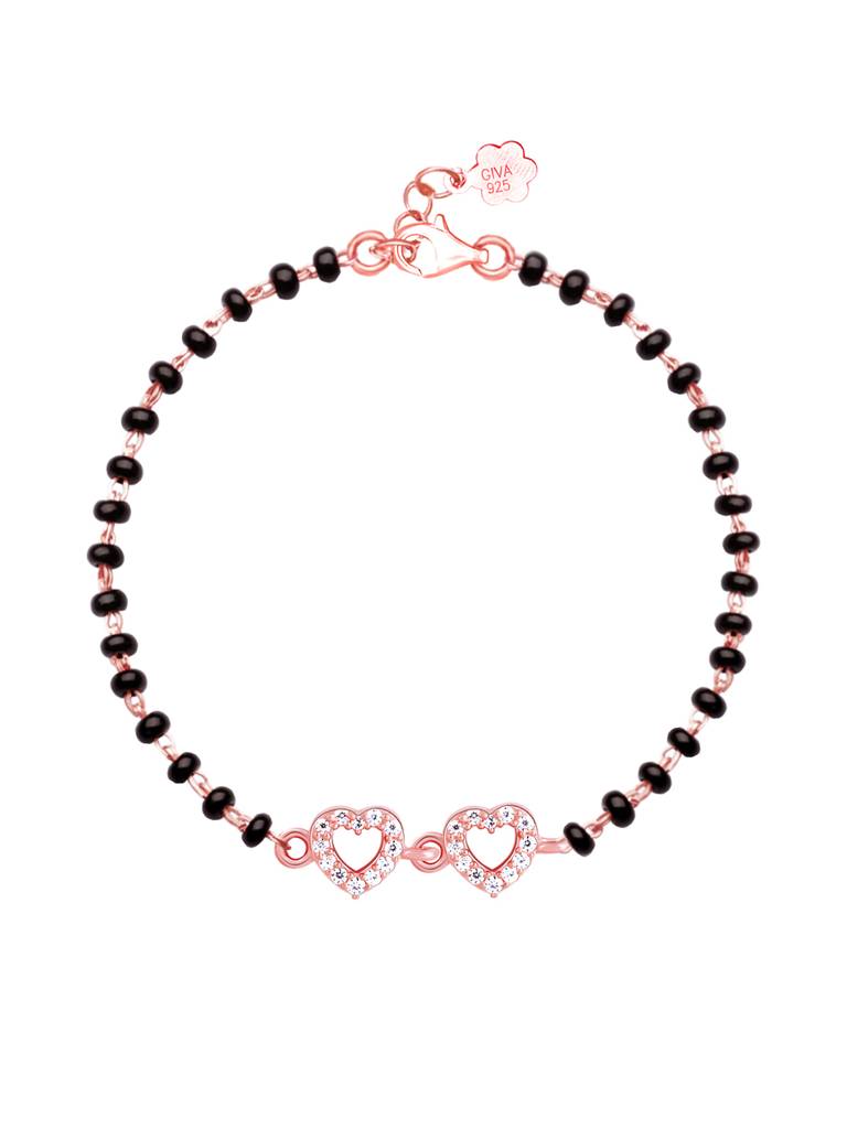 GIVA 925 Sterling Silver Rose Gold Lucky Hearts Kids Nazariya Bracelet
