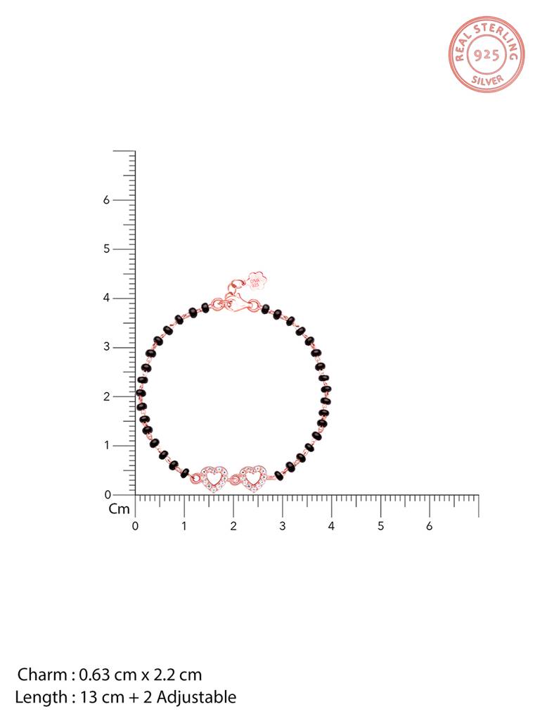 GIVA 925 Sterling Silver Rose Gold Lucky Hearts Kids Nazariya Bracelet