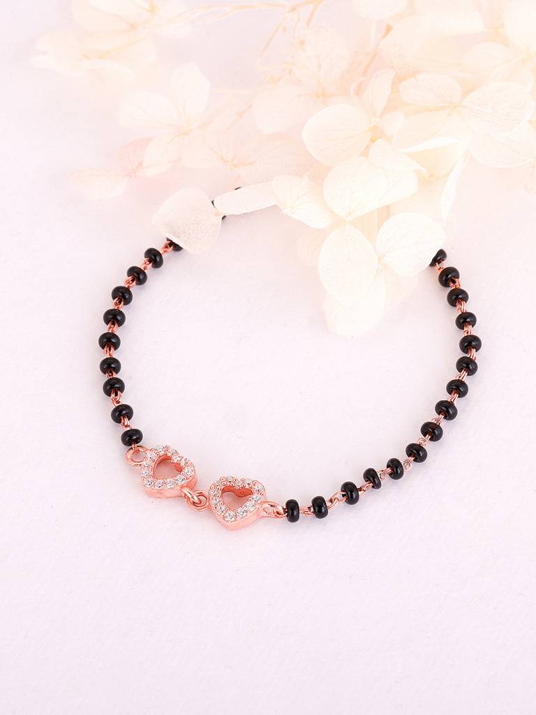 GIVA 925 Sterling Silver Rose Gold Lucky Hearts Kids Nazariya Bracelet