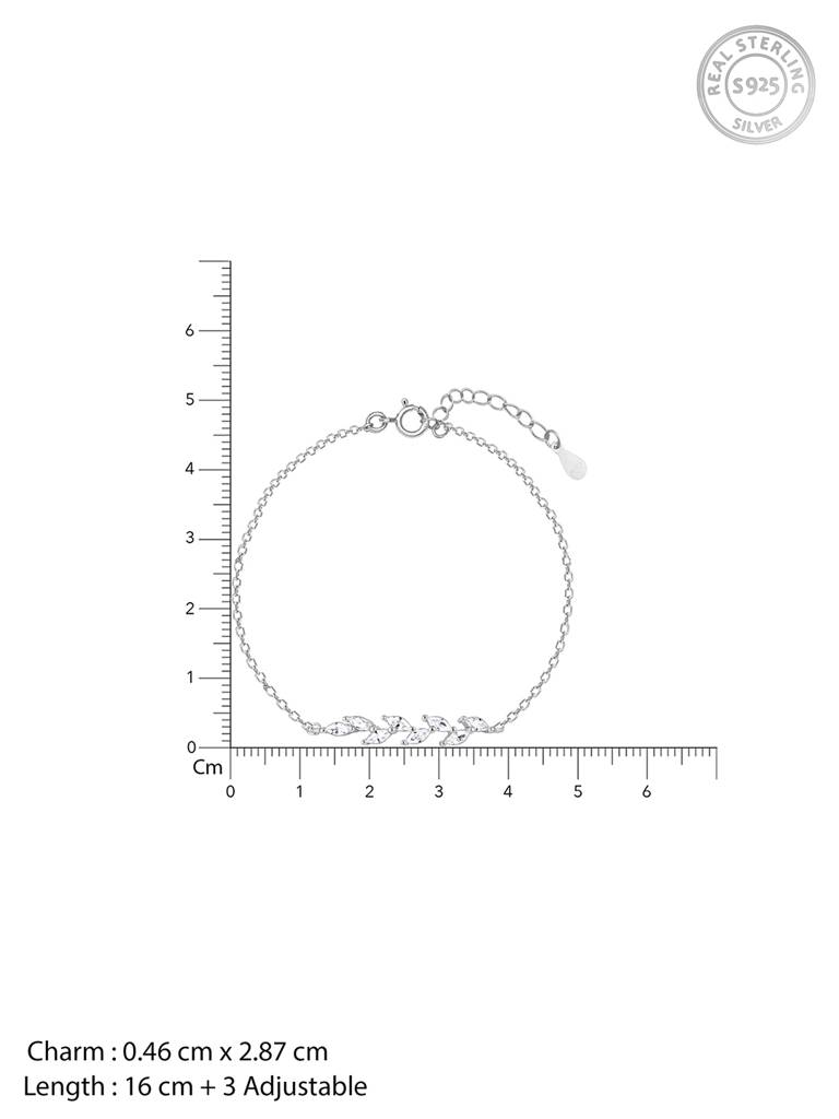 Giva 925 Sterling Silver Zircon Ferns Bracelet