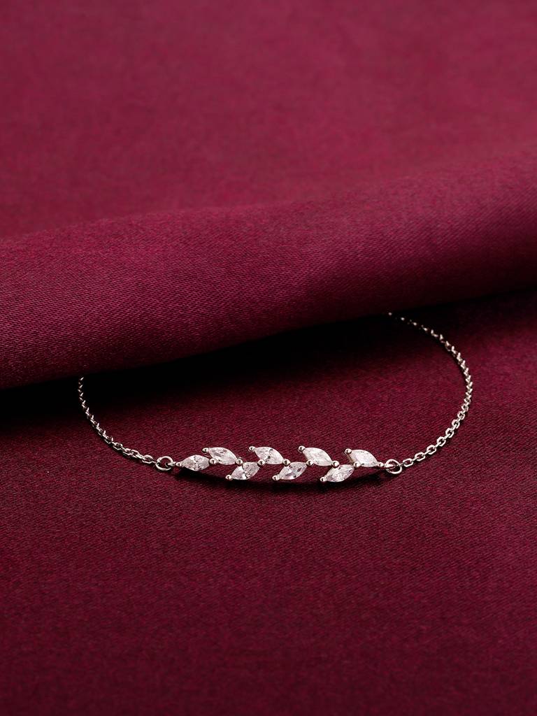 Giva 925 Sterling Silver Zircon Ferns Bracelet