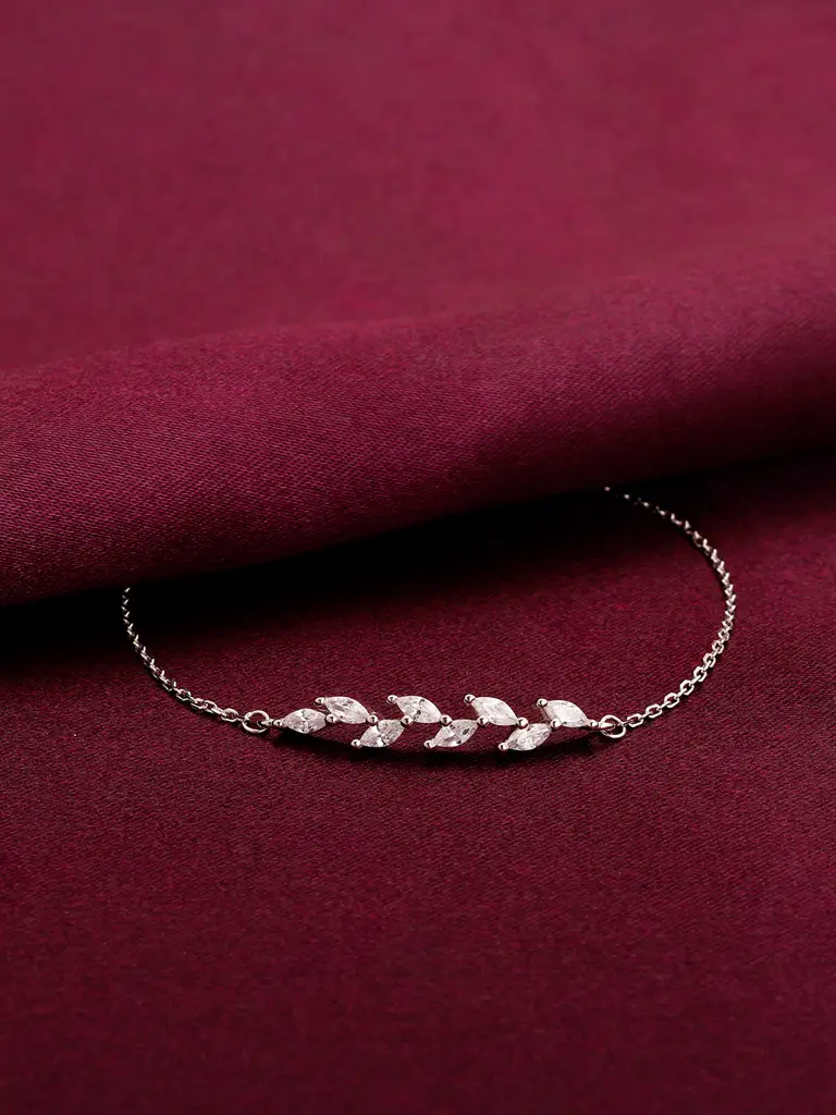 Giva 925 Sterling Silver Zircon Ferns Bracelet