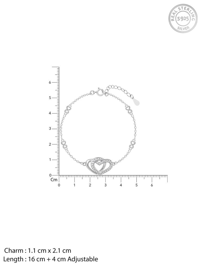 GIVA 925 Sterling Silver Locked in Love Infinity and Intertwined Hearts Bracelet