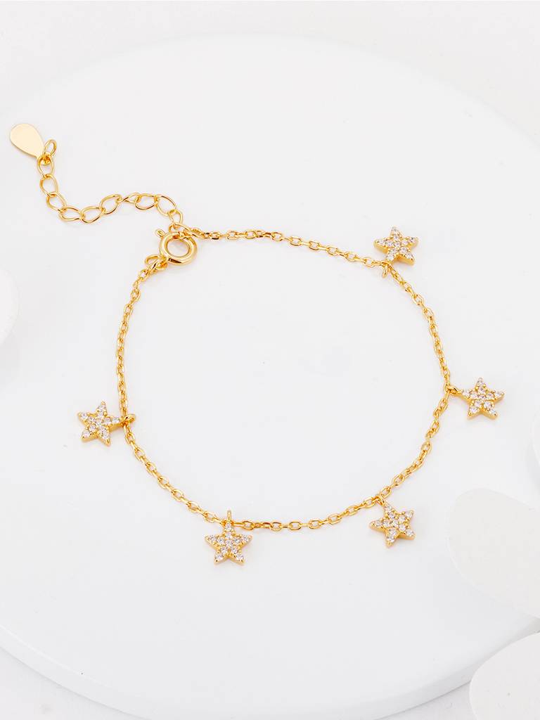 Giva 925 Sterling Silver Golden Star Constellation Bracelet