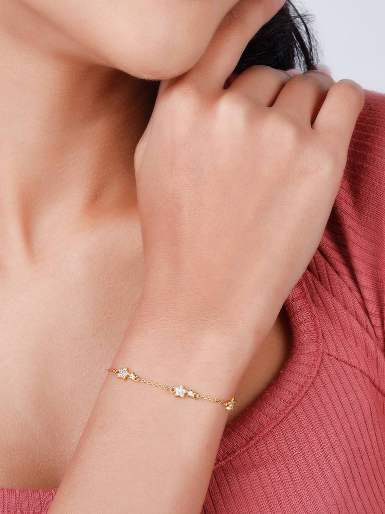 Giva 925 Sterling Silver Golden Binary Star Bracelet