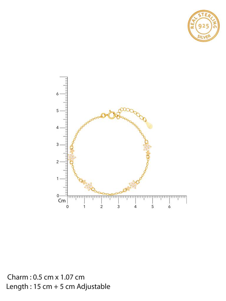 Giva 925 Sterling Silver Golden Binary Star Bracelet
