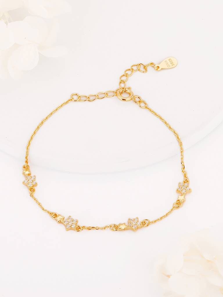 Giva 925 Sterling Silver Golden Binary Star Bracelet