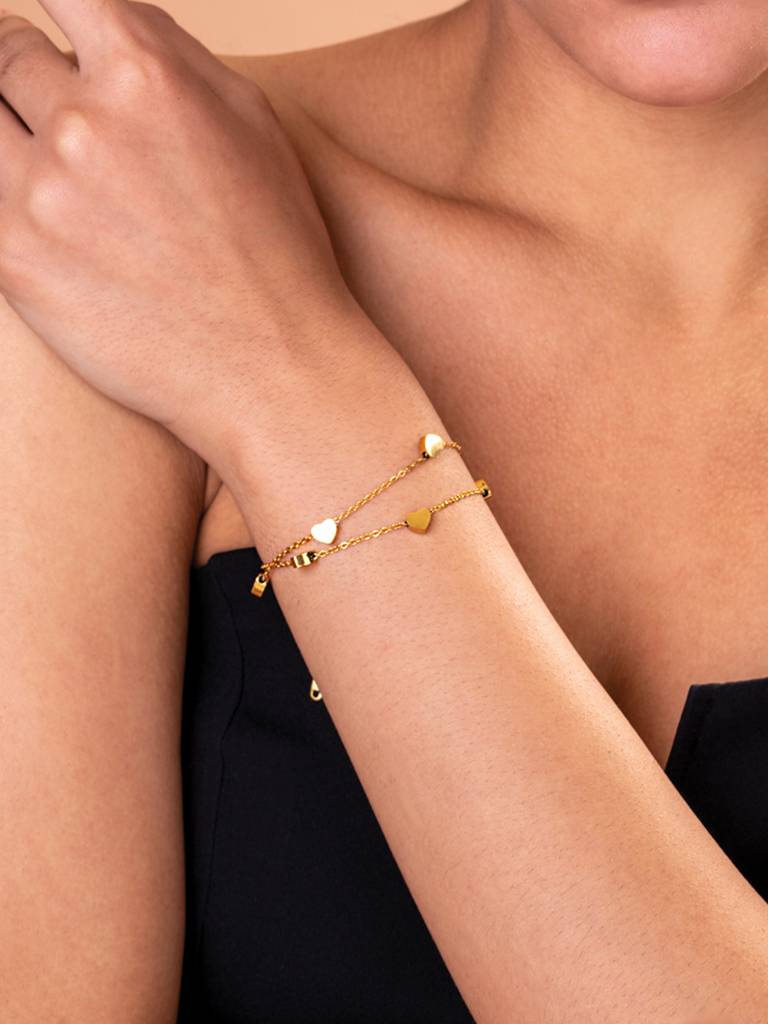 Stainless Steel Paris Multi-Heart Bracelet : BR072-G
