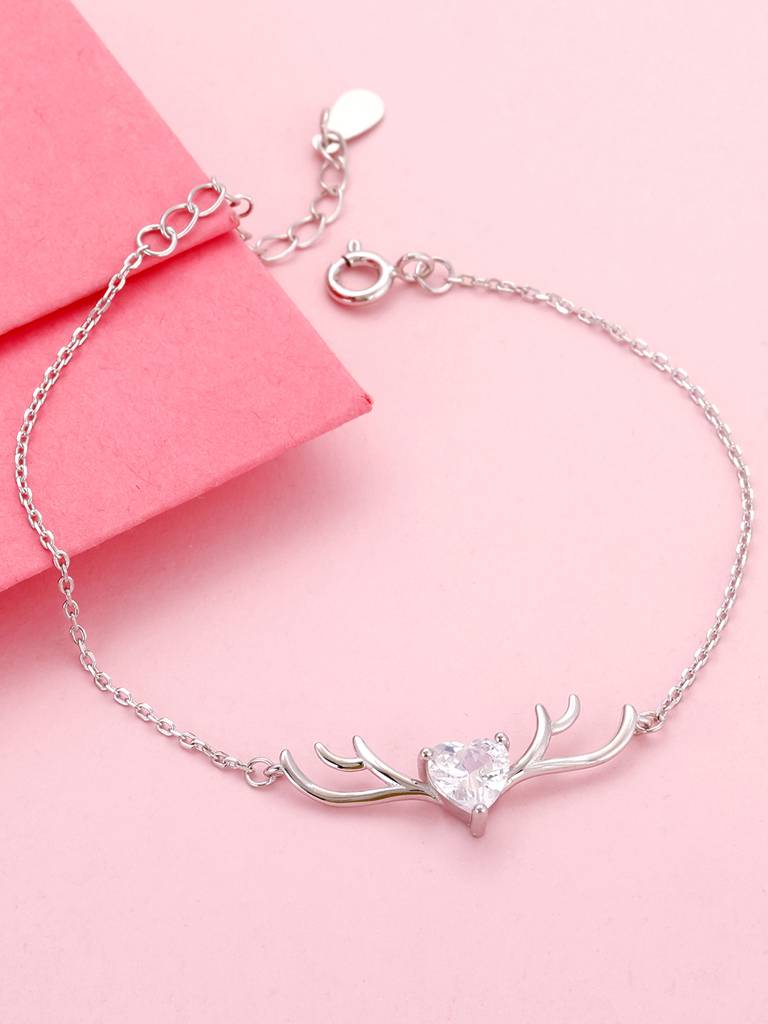 Giva 925 Sterling Silver Deer Heart Bracelet