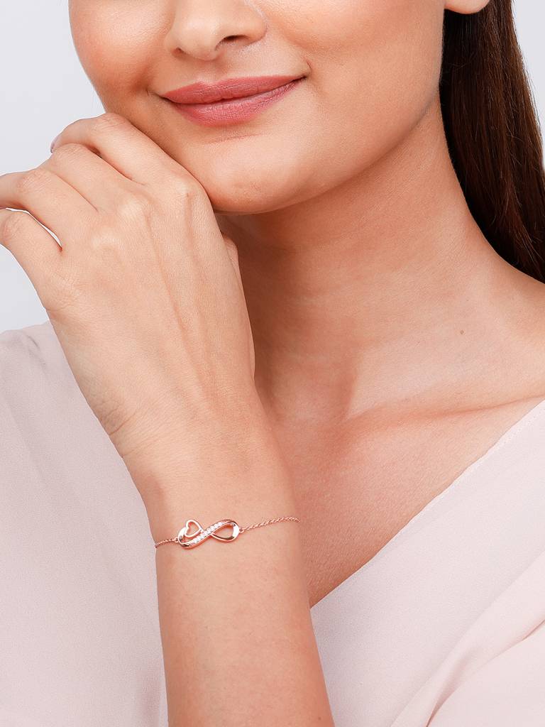 GIVA 925 Sterling Silver Rose Gold To Infinity and Beyond Bracelet