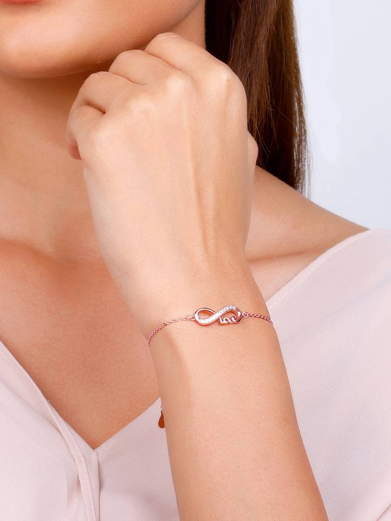 GIVA 925 Sterling Silver Rose Gold Love Knows No Bounds Infinity Bracelet