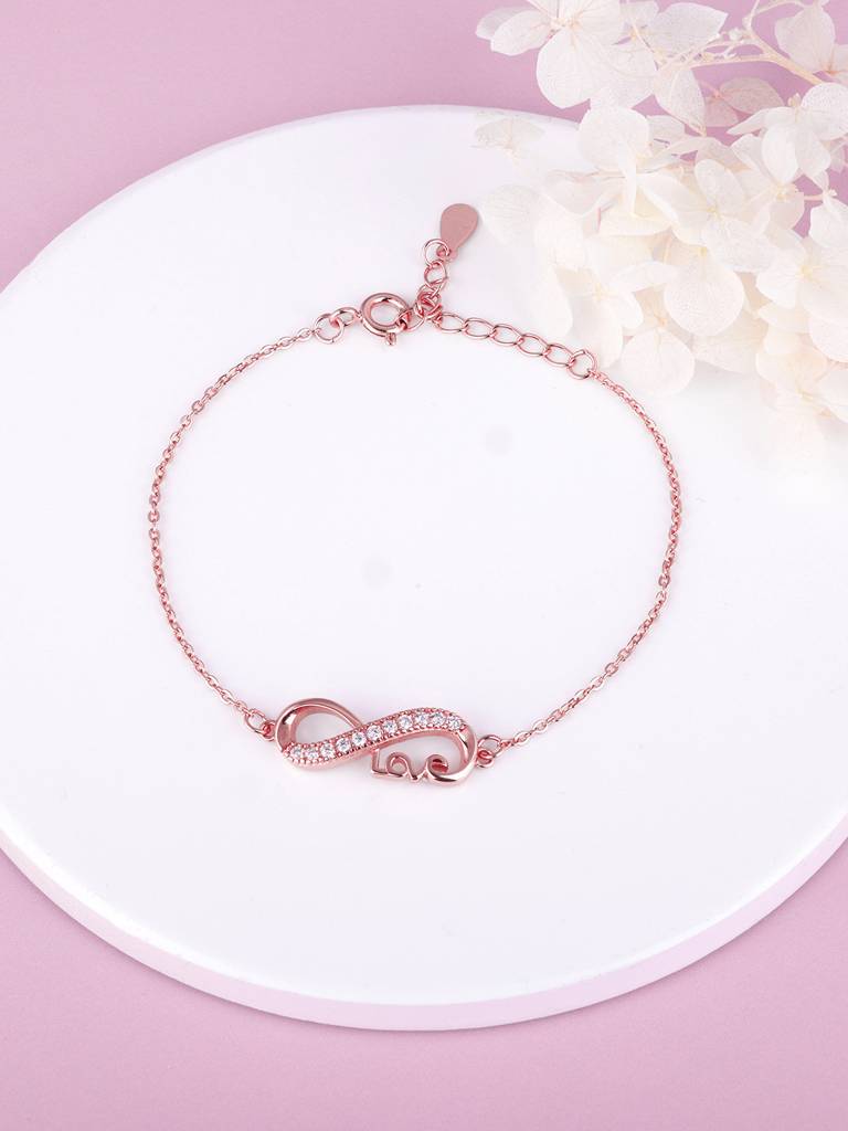 GIVA 925 Sterling Silver Rose Gold Love Knows No Bounds Infinity Bracelet