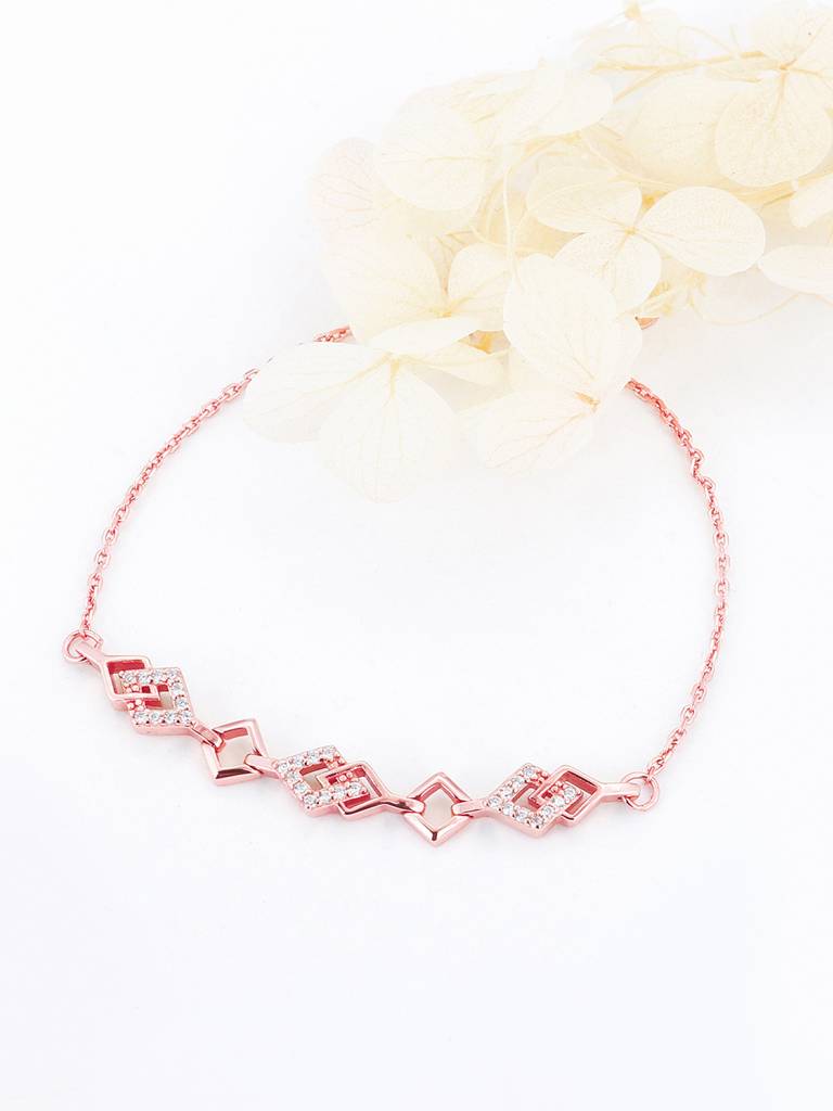 Giva 925 Sterling Silver Rose Gold Interlocked Bracelet