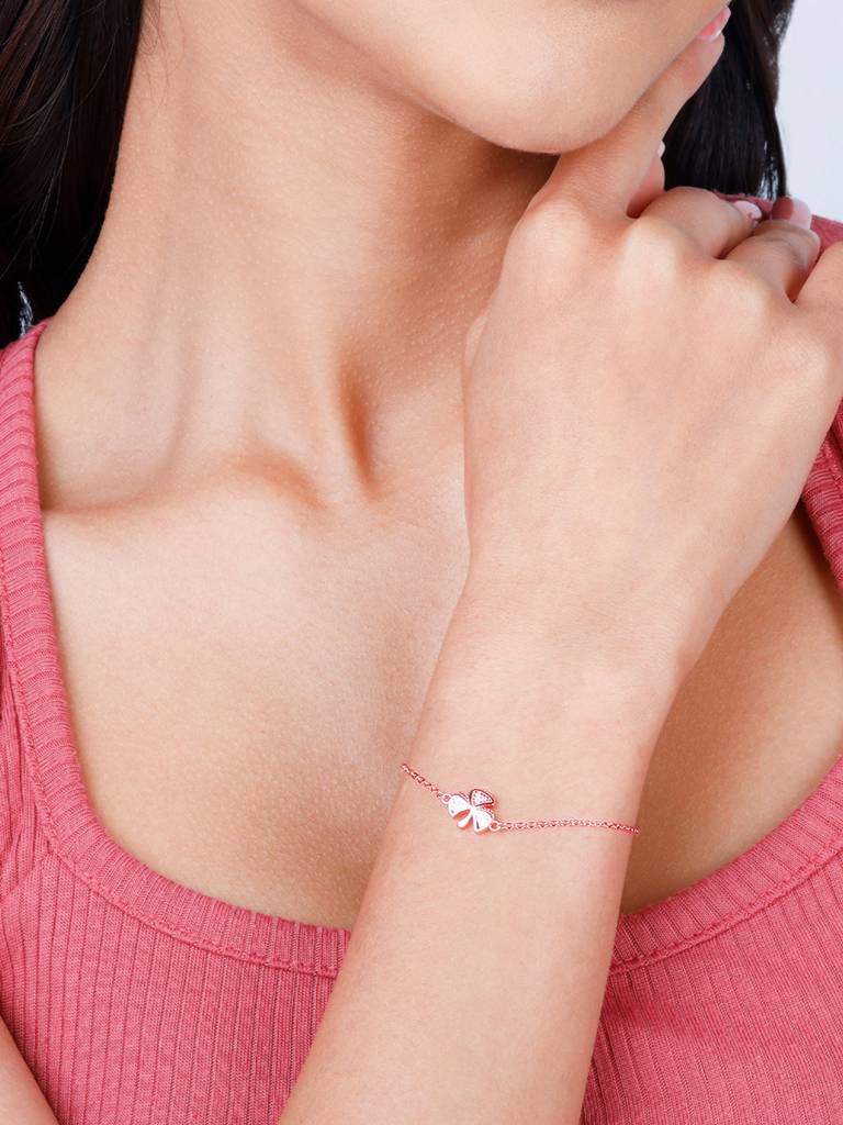 Giva 925 Sterling Silver Rose Gold Shamrock Bracelet