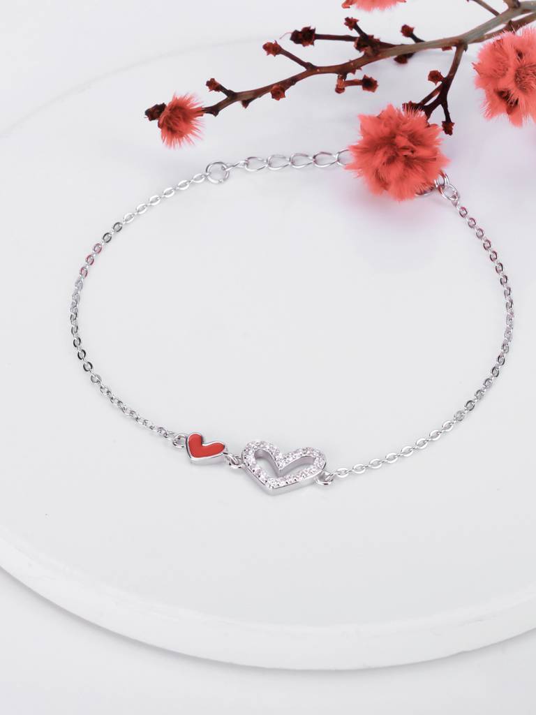 GIVA 925 Sterling Silver Blushing with Love Heart Bracelet