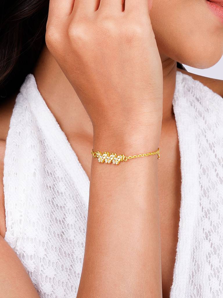 Giva 925 Sterling Silver Golden Smiling Floral Bracelet
