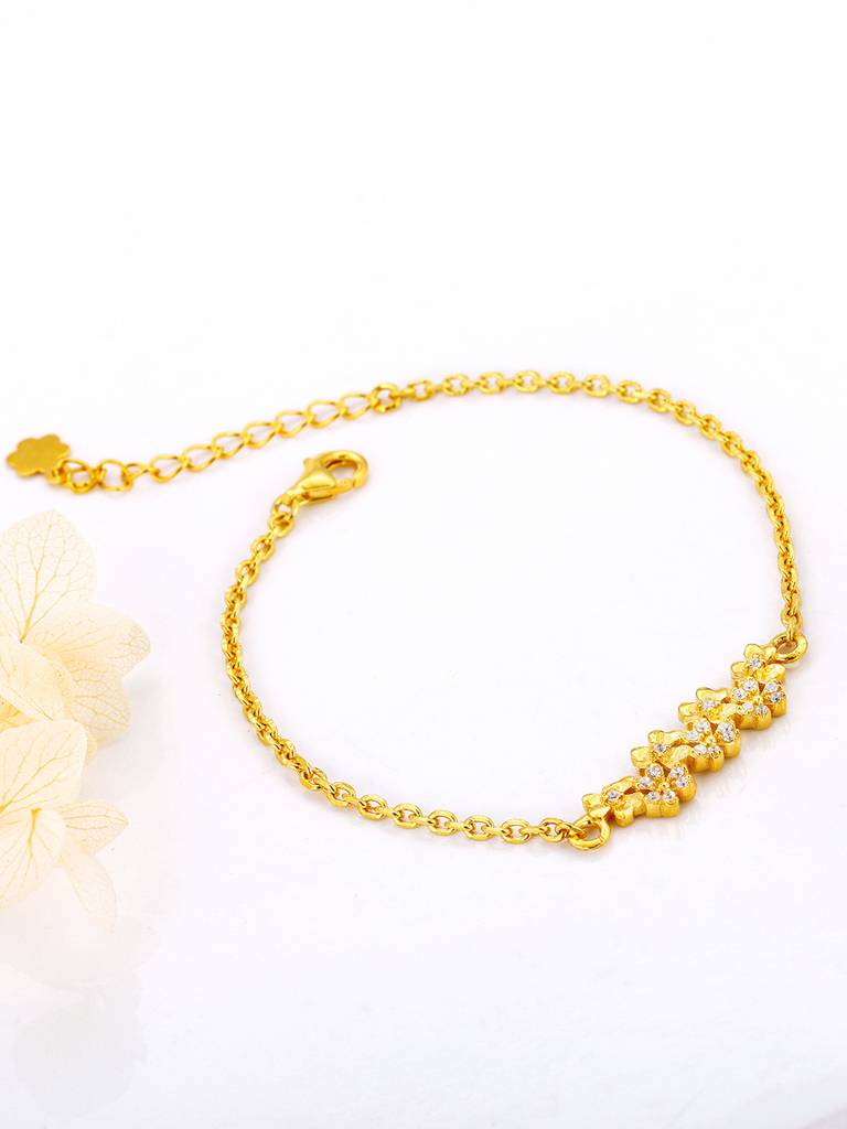 Giva 925 Sterling Silver Golden Smiling Floral Bracelet