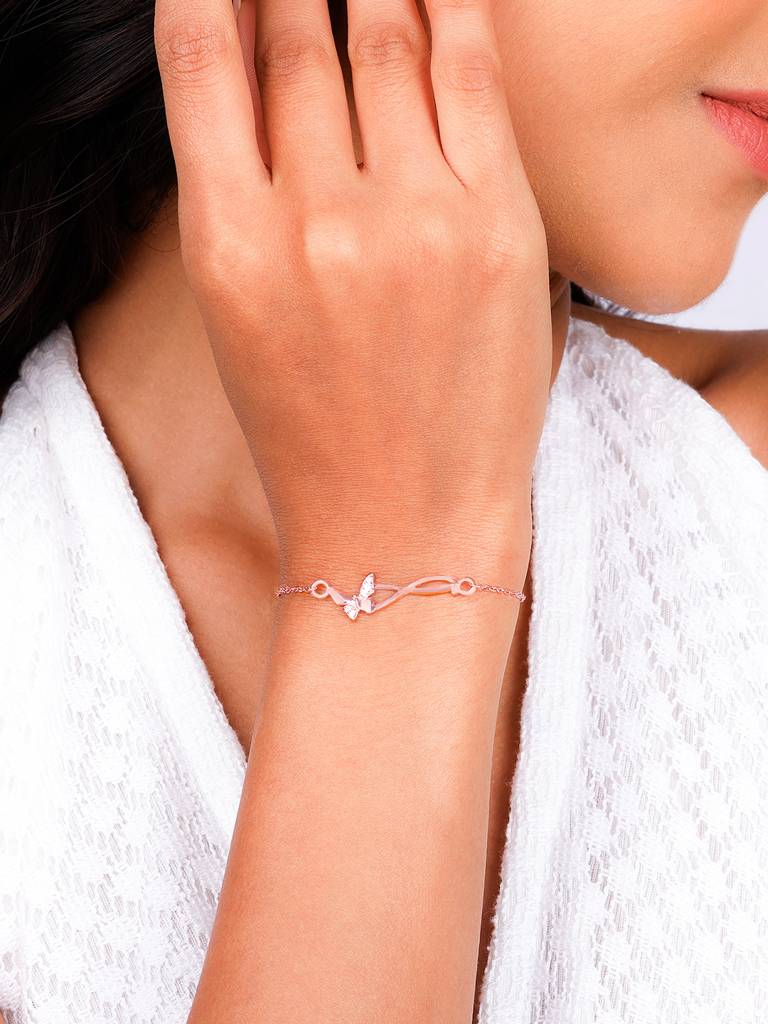 Giva 925 Sterling Silver Rose Gold Butterfly Infinity Bracelet