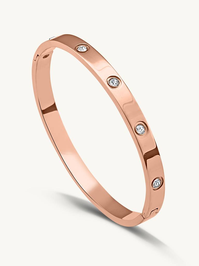 Stainless Steel Crystal Love Bangle Bracelet : BR076-RG