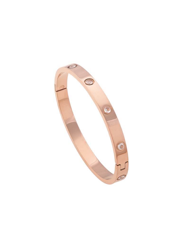 Stainless Steel Crystal Love Bangle Bracelet : BR076-RG