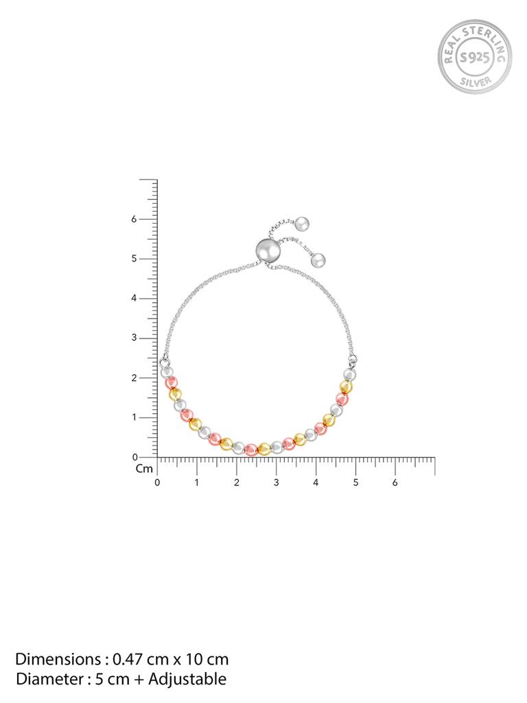 Giva 925 Sterling Silver Rose Gold, Silver And Golden Charming Beads Bracelet