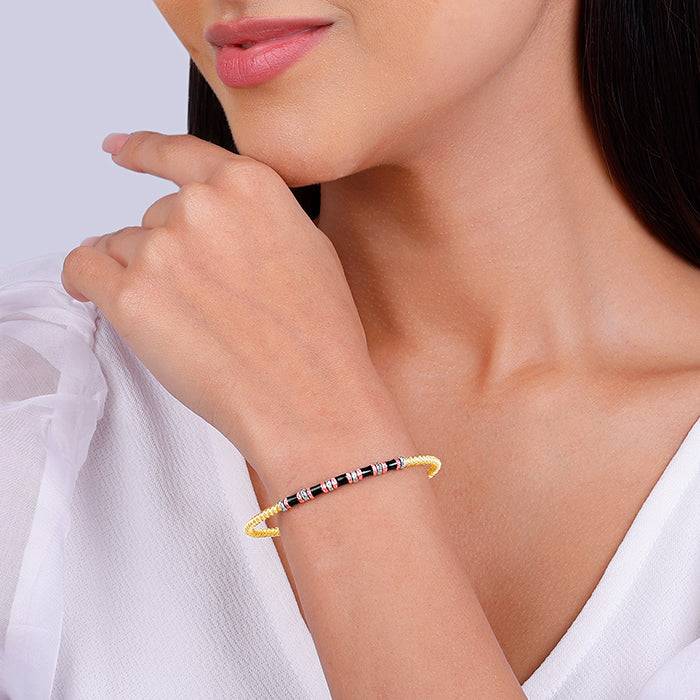 Giva 925 Silver Rose Gold Silver And Golden Black Bead Bracelet Adjustable : BR0772