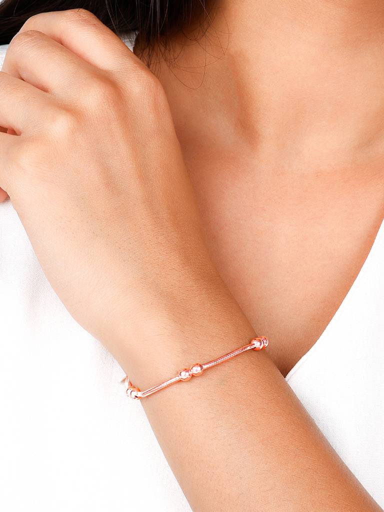 Giva 925 Sterling Silver Rose Gold Beautiful Beads Bracelet